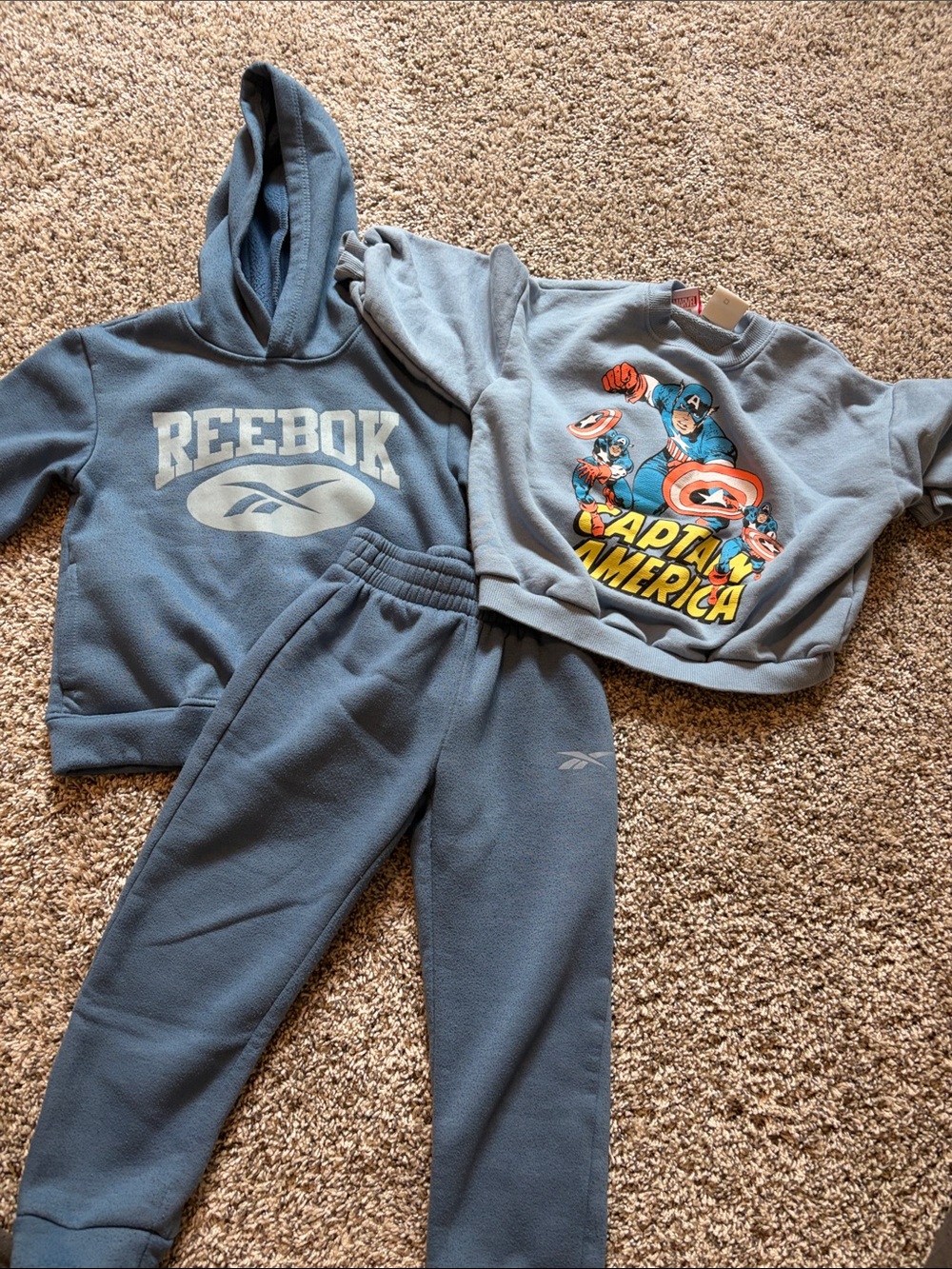3 sweaters + 2 pants Reebok New Balance Marvel Kids Blue - Matching Hoodie Set